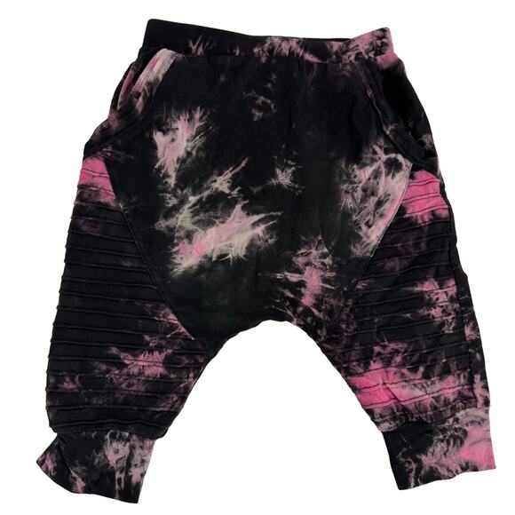 Posh Kiddos Pink & Black Tie Dye Biker Shorts Size 9 - Picture 1 of 3